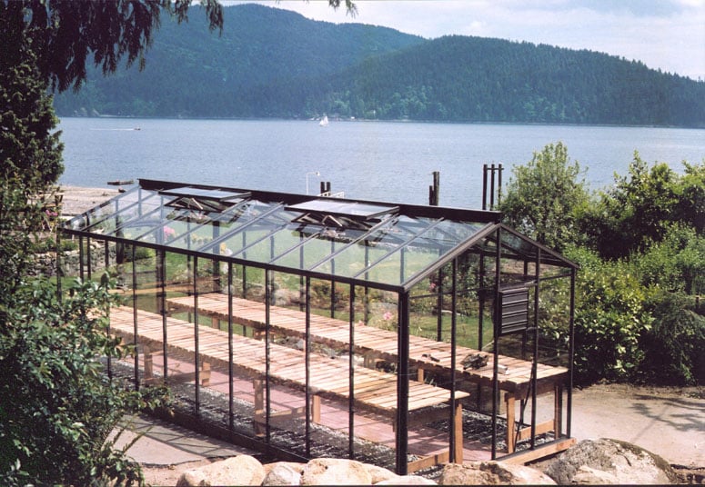 Summer greenhouse by lake