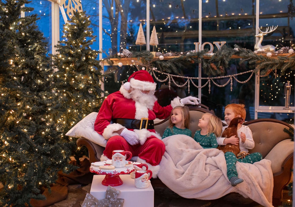 Santa and children in a BC Greenhouse